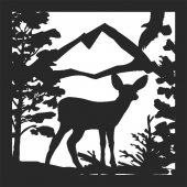 Deer scene forest - DXF CNC dxf for Plasma Laser Waterjet Plotter Router Cut Ready Vector CNC file